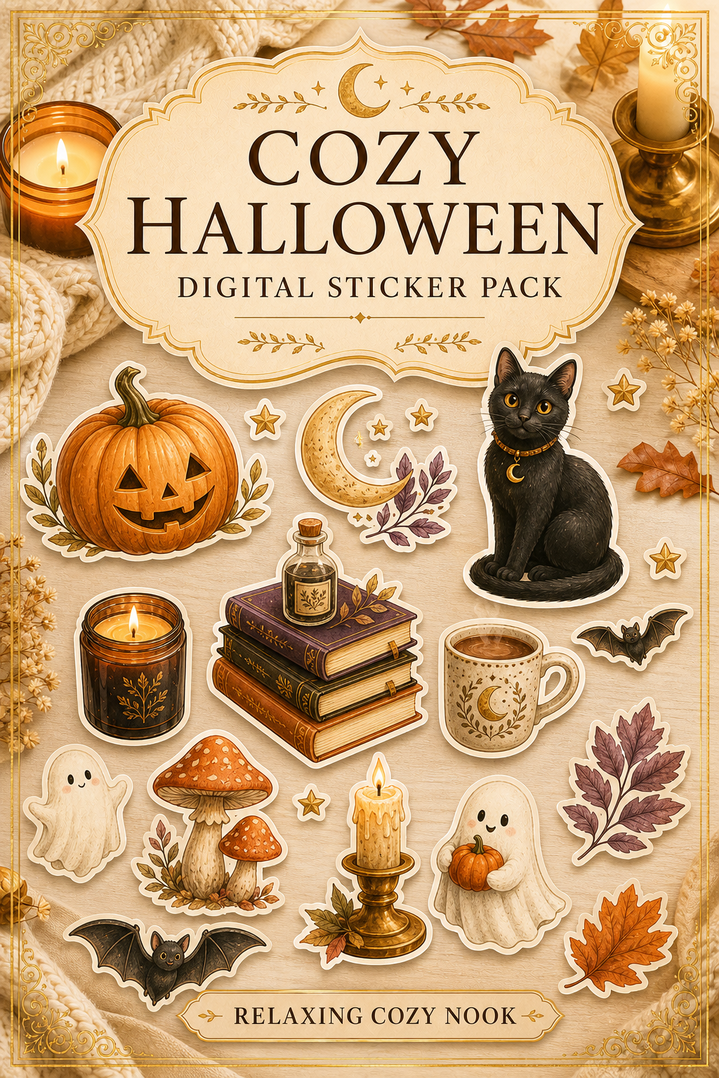 Cozy Halloween Digital Sticker Pack