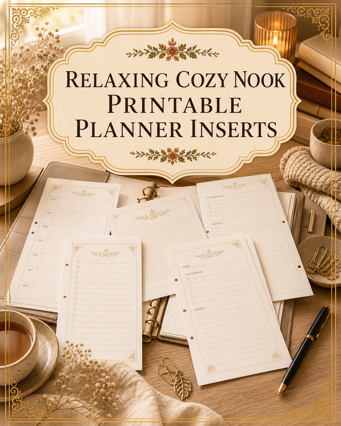 Relaxing Cozy Nook Printable Planner Inserts